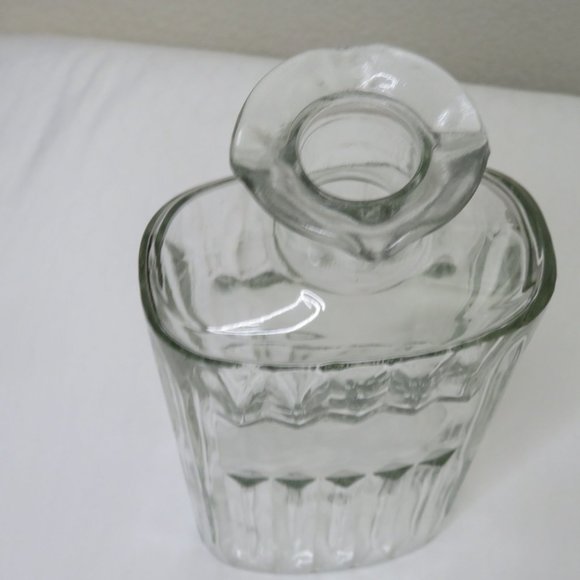 Vintage Apothecary Bottle Empty Clear Glass Rectangular Ribbed Glass Decanter - Picture 6 of 12